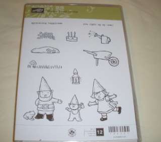 NEW Stampin Up 12 Acrylic Clear Mount Rubber Stamps Gnome Sweet Gnome 
