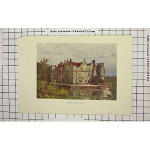    Antique Colour Print View Hever Castle Architecture