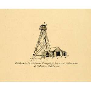 1906 Wood Engraving Art Calexico California Development Antique Barn 