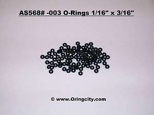 AS568#  003 O Rings 1/16 x 3/16 50 Buna N 70 Duro  