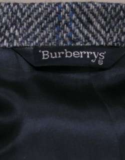 Burberrys VintageTweed Blazer Wool Herringbone Gray 39L Scotland 