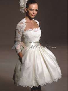   Sleeve Strapless Sash Short/Mini Lace Bodice Wedding Dress with Pocket