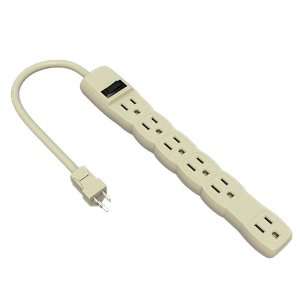   Outlet Power Strip with One Spaced Outlet, 2 1/2 Foot Cord, Beige