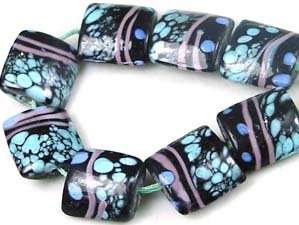 Lampwork Glass Turquoise Stormy Square Beads 16mm  