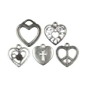  Cousin Jewelry Basics 5 Piece Metal Charm Hearts Arts 