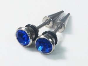 Stainless Steel Mens Post Stud Earring Blue Stone 0wy  