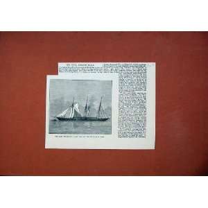   Yacht Deerhound Coast Spain Sailing Ship Old Print