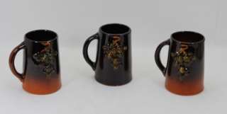 Pre 1920 Weller Floretta Grape Tankard & 3 Mugs Steins  