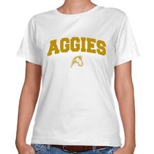  UC Davis Aggies Ladies White Logo Arch Classic Fit T shirt 