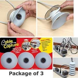  Cable Capture   3 Pack (Grey Black) (1 3/4H x 3 13/16 