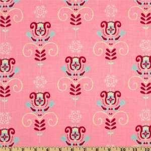   Wide Folk Heart Tulip Pink Fabric By The Yard Arts, Crafts & Sewing