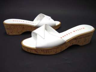 WALTER STEIGER White Leather Cork Slides Wedges Shoes 9  