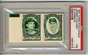 1961 Topps Stamp Panel Johnny Callison and Ed Roebuck PSA 7 NM  