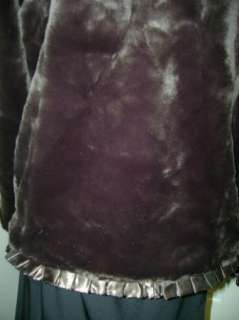 Dennis Basso Faux Fur Jacket w/ Shawl Collar & Satin S  