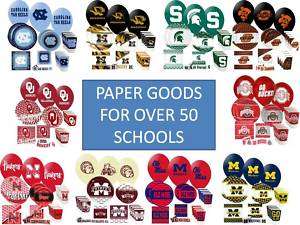 COLLEGE NAPKINS,PLATES,CUPS,BALLOONS PARTY PACKS NCAA  