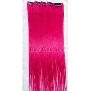  Hair Collection 18 Hot Pink 100% Human Hair Clip on Extensions 
