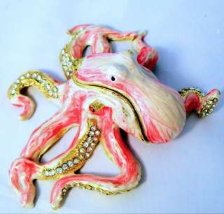 Octopus Trinket Box Enamel Bejeweled Austrian Crystals MIB  