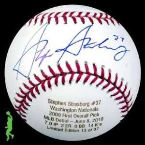 Stephen Strasburg Autographed Ball   Autographed Baseballs