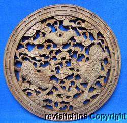 B11 Classical Camphor Wood Carving Panel Of Kylins  