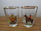   OF 2 GOLD RIMMED SHOT GLASSES CANADIAN MOUNTED POLICE & COAT OF ARMS