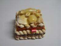 Vintage Mini Square Shaped Folk Art Sea Shell Trinket Jewelry Box 