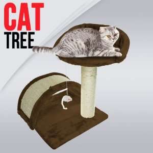  18 Cat Tree Condo Furniture Scratching Post w/ Toy, Brown 