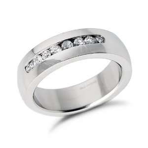  Ladies and Mens CZ Stainless Steel Wedding Band Ring, 10 Jewelry