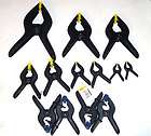 19 PIECES NEW SPRING PLASTIC CLAMPS GRIP CLIPS BLACK SET DIFFERENT 