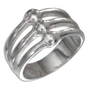   High Polish Three Stack Ring with Center Beads (size 05) Jewelry