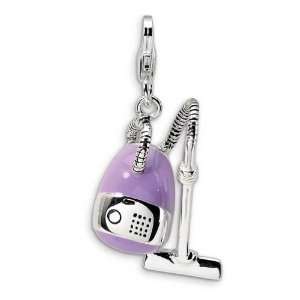   Silver 3 D Enameled Vacuum Cleaner w/Lobster Clasp Charm Jewelry