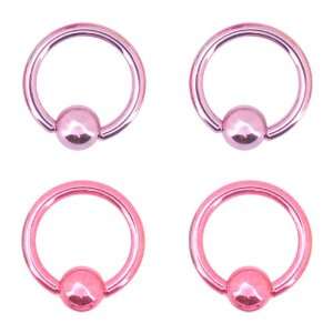 316L Surgical Steel Vacuum Plated Neon Fuchsia and Pink Captive Bead 