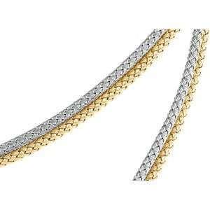  14K Two Tone Gold Basket Weave Chain Bracelet   7.25 