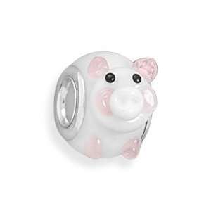  CleverSilvers Pink And White Piggy Bead CleverSilver 
