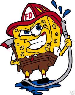 Firefighter Stickers   Firefighter Spongebob 4x4  