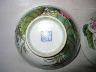Chinese antique a pair spiritoso famille rose porcelain lotus bowls 