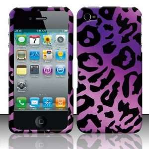 For Iphone 4/4s (AT&T/Verizon/Sprint) Design Cover Purple Cheetah Snap 