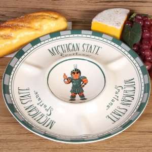  Michigan State Ceramic Chip and Dip Plate Kitchen 
