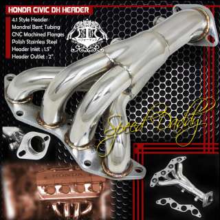 STAINLESS RACING MANIFOLD HEADER/EXHAUST 01 05 HONDA CIVIC DX/LX D17A1 