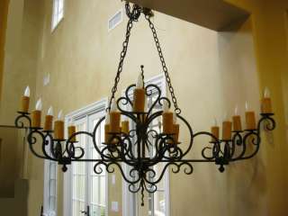 Wrought Iron CHANDELIER Spanish Style 20 Lights Extra Large and OBLONG 
