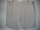 Cherokee 24w womens white shorts cotton/spandex flat front  