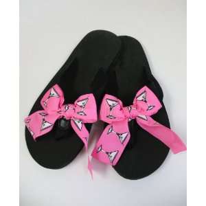  Black Flip Flops with Changeable Martini Ribbon Bows 