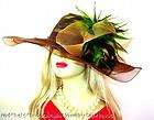 Brown Wide Brimmed Special Occasion Hat, Tea Hats Lady