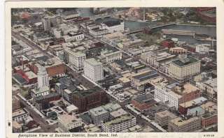 South Bend Indiana aerial view of business district 1930s vintage 