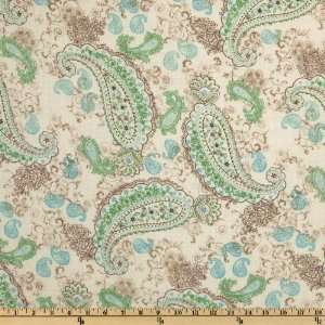  58 Wide Lola Cotton Voile Paisley Mint/Chocolate Fabric 
