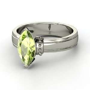  Charlemagne Ring, Marquise Peridot Sterling Silver Ring 
