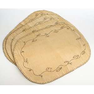   Placemats with Blanket Stitch Edge and Primitive Heart Vine Detail
