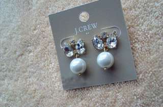 NEW J Crew Butterfly Flash Diamond White Pearl Drip Earrings  