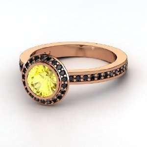  Roxanne Ring, Round Yellow Sapphire 18K Rose Gold Ring 