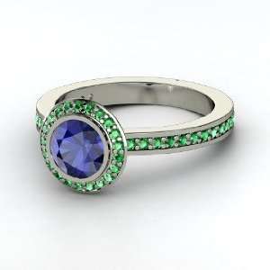  Roxanne Ring, Round Sapphire 14K White Gold Ring with 