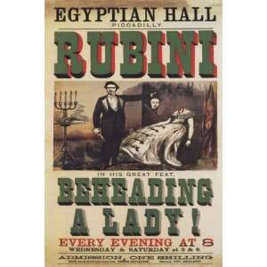  MAGIC EGYPTIAN HALL RUBINI BEHEADING A LADY VINTAGE POSTER 